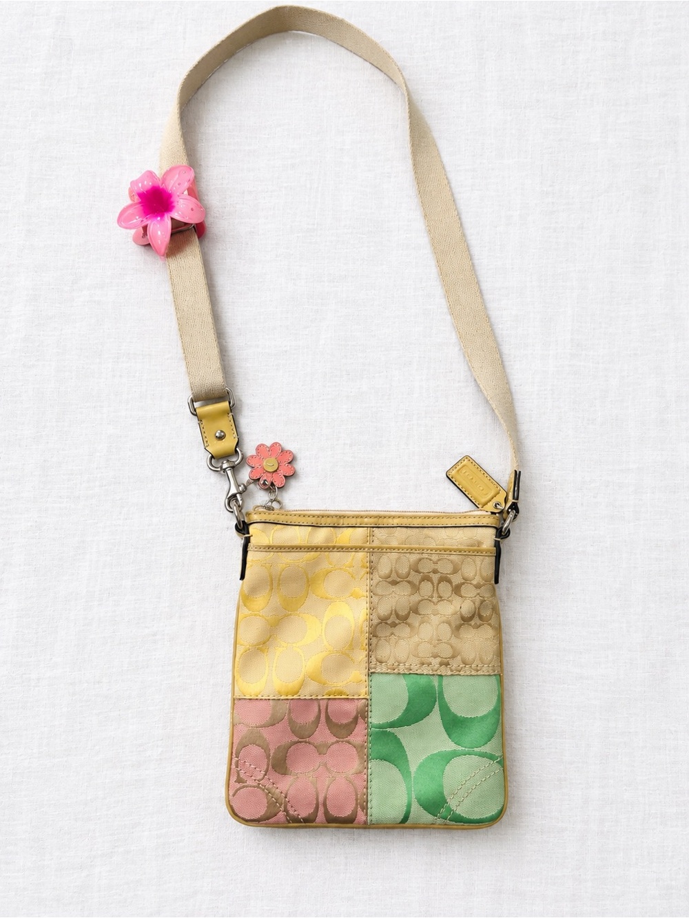 Vintage Y2K Coach Pastel Signature Patchwork Swingpack Crossbody Bag